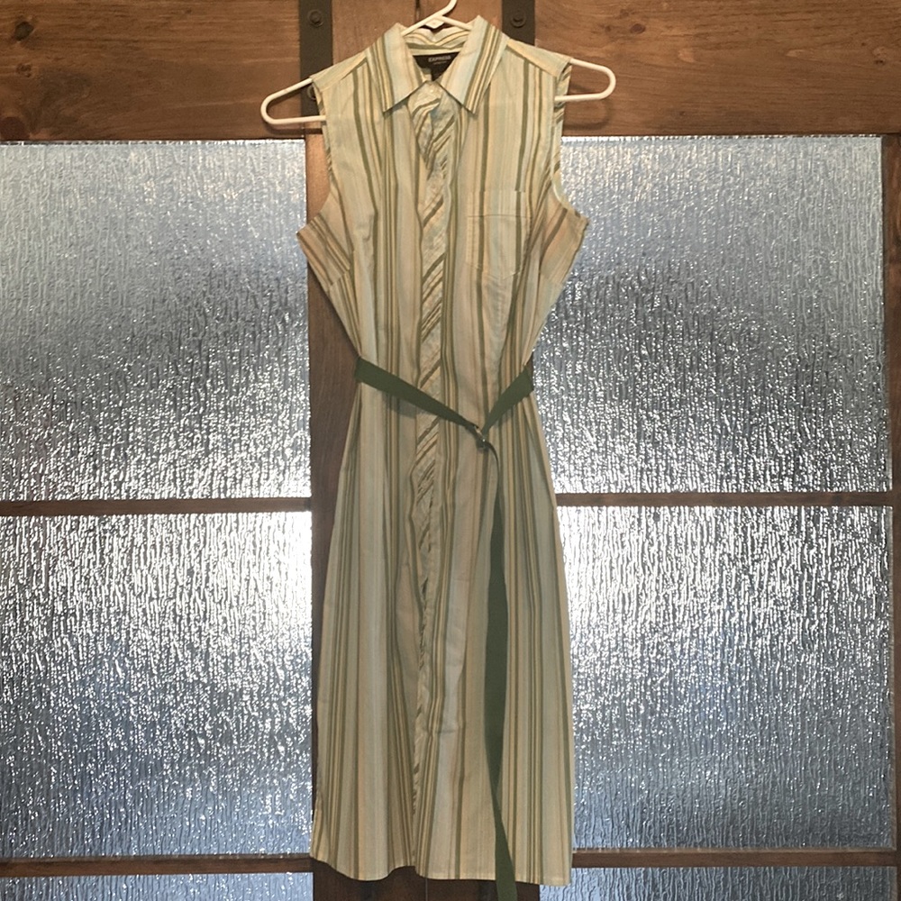 Collard button-down stripped dress